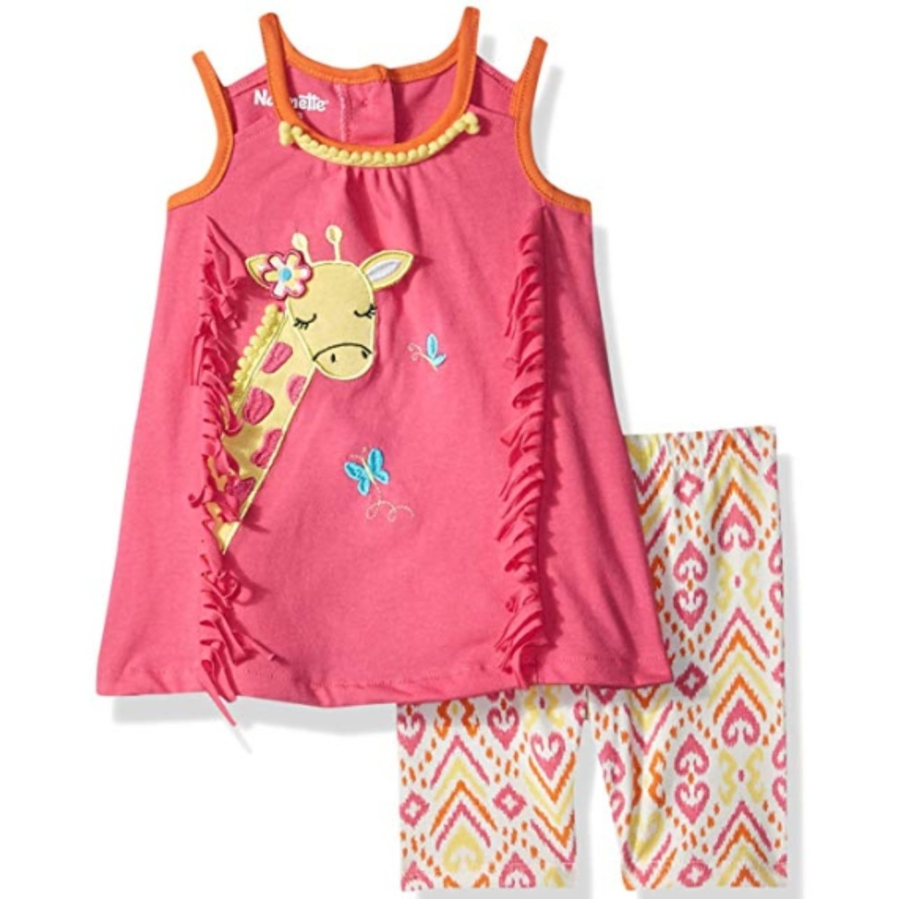 Pink Giraffe Nannette 2 Piece Bike Short Set 18 mo